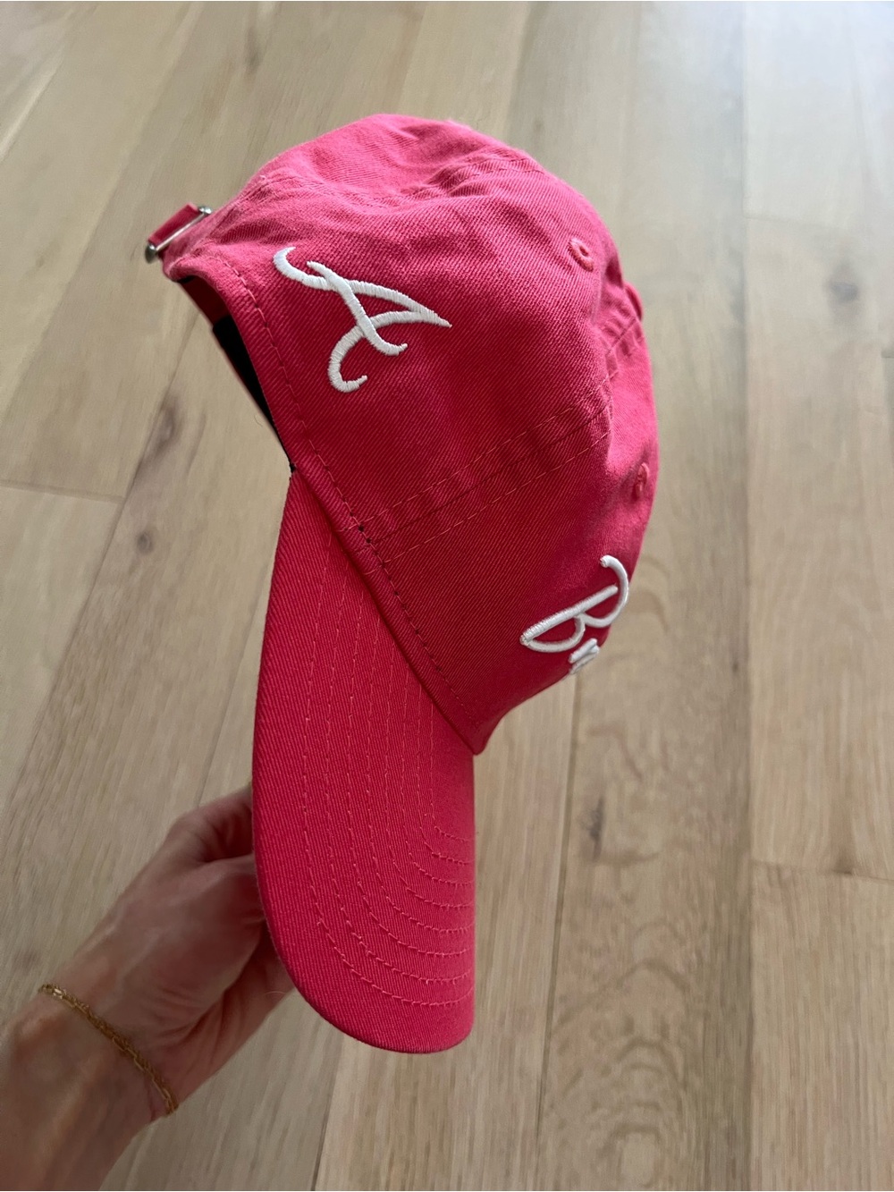 Braves Script Embroidered Baseball Cap - Red - Picture 2 of 4